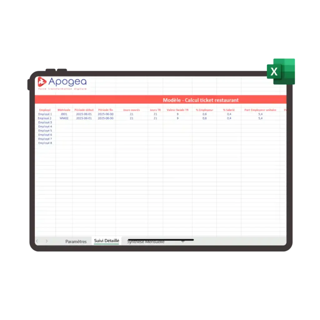 modele excel ticket restaurant