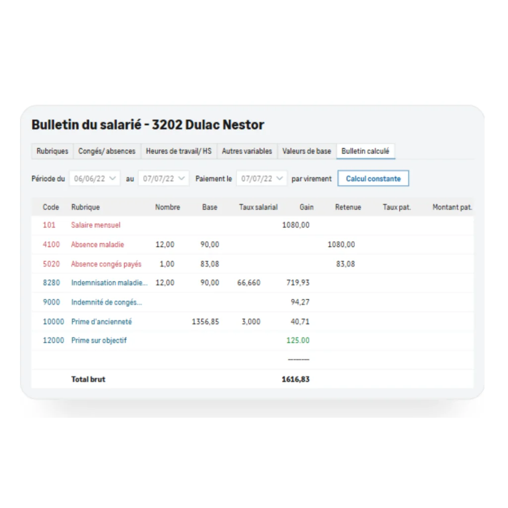 Interface de Sage 100 Paie RH