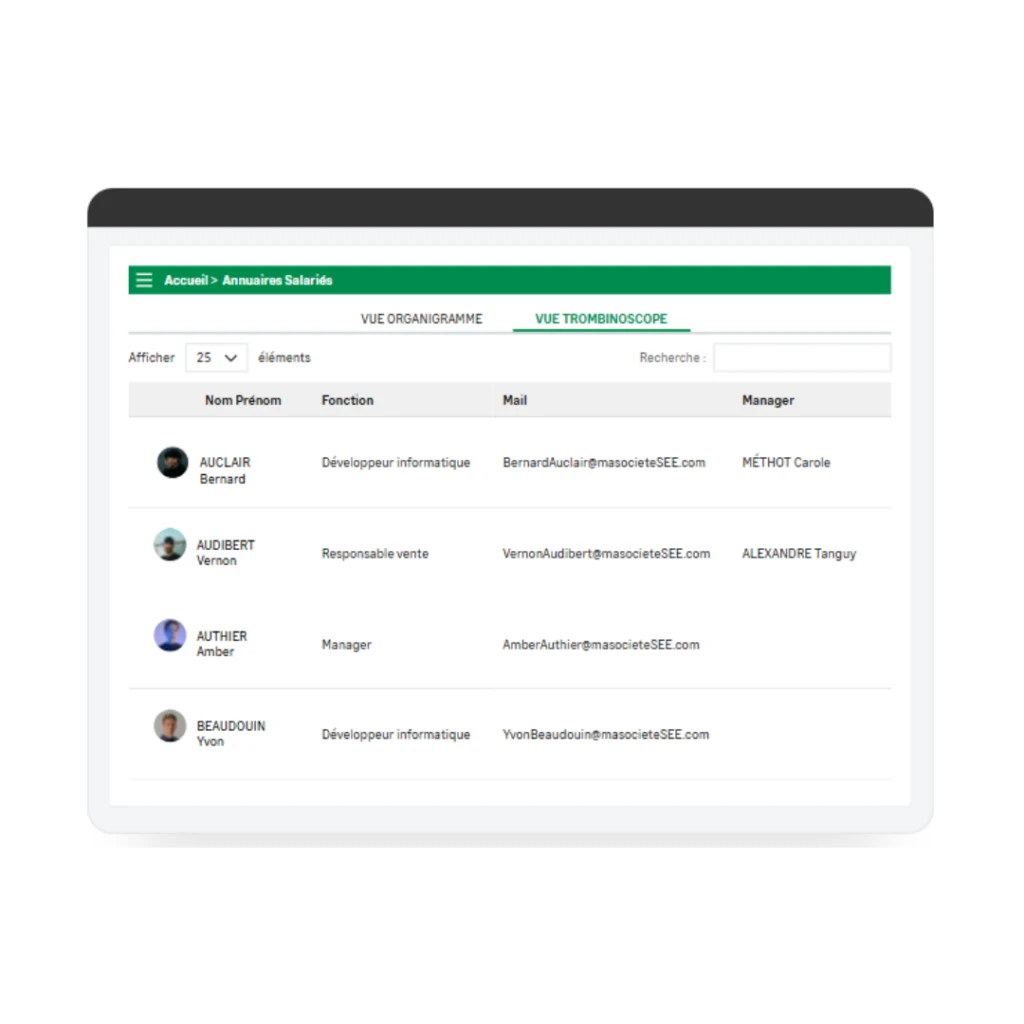 interface du logiciel sage espace employes