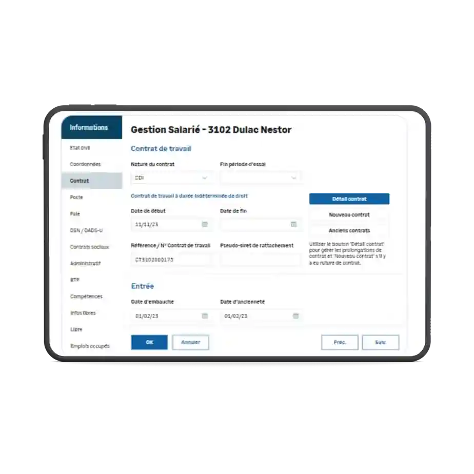 interface de la solution sage paie rh