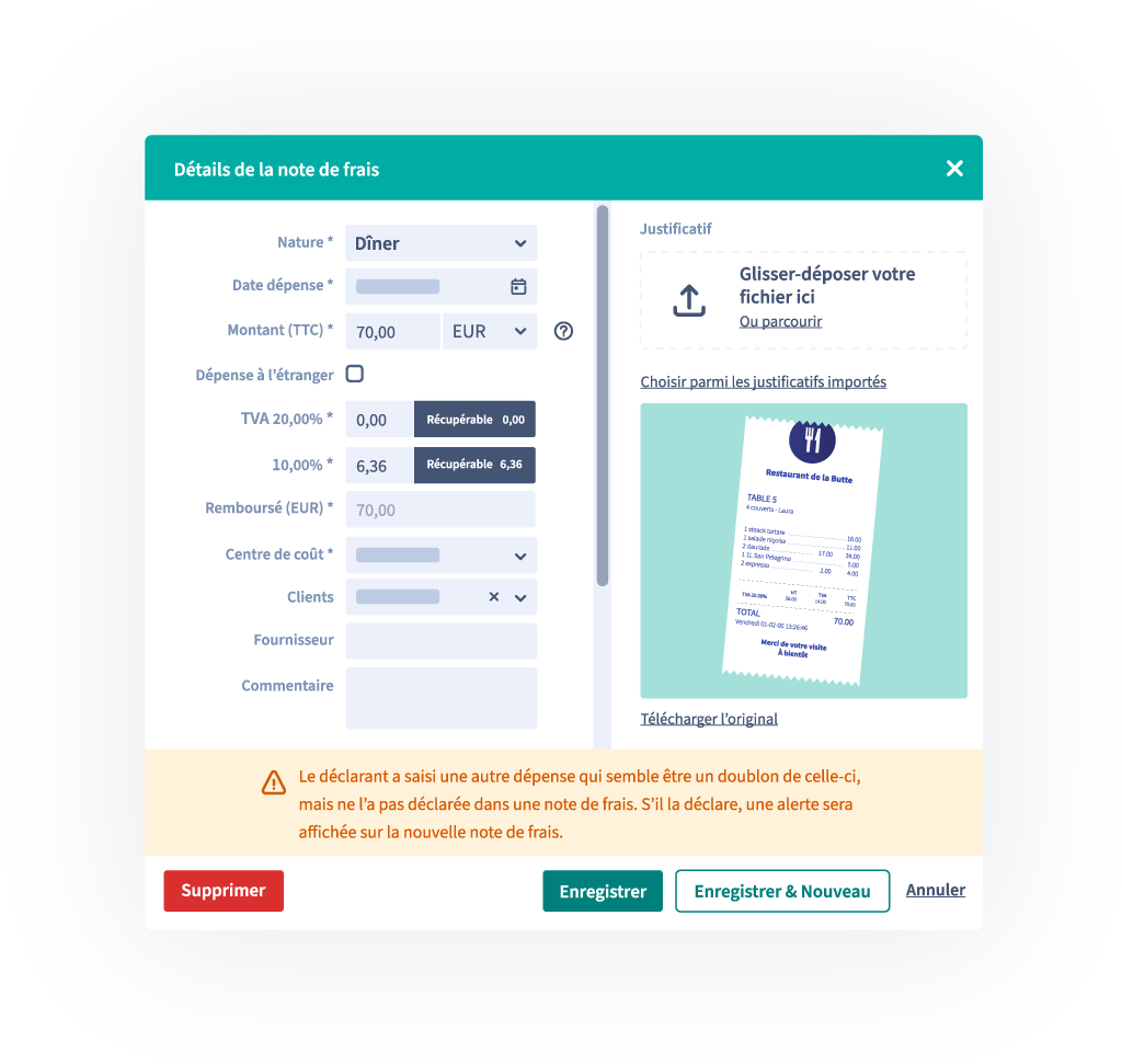 interface de la solution lucca notes de frais