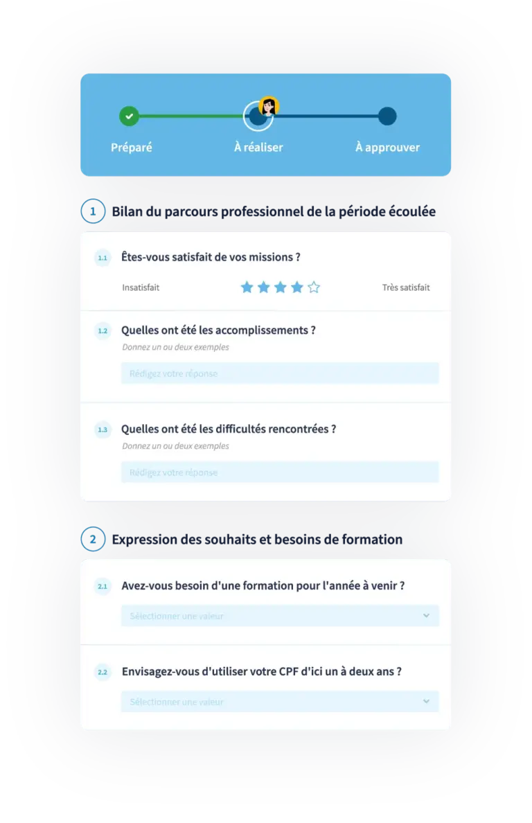 interface de la solution lucca performance, solution de gestion des entretiens lucca