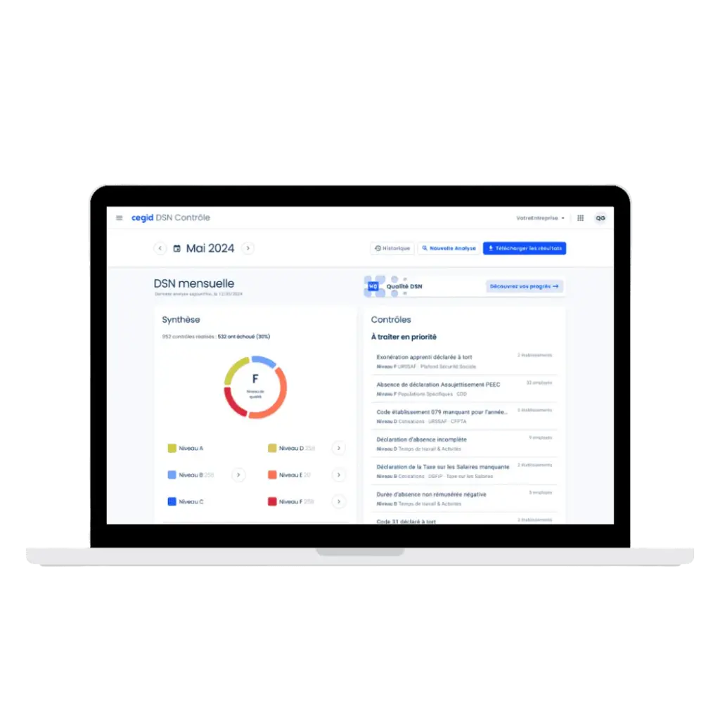 capture d'écran de l'interface de la solution cegid dsn contrôle