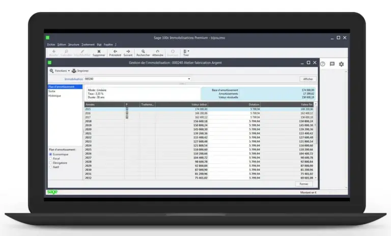 sage 100 immobilisation